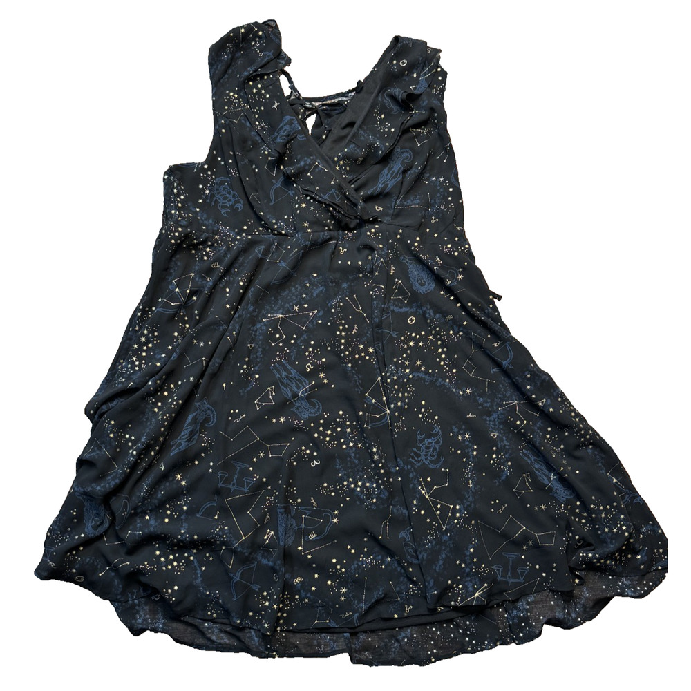 Torrid Zodiac Celestial Dress Size 22 Black Constellation Stars Flowy READ